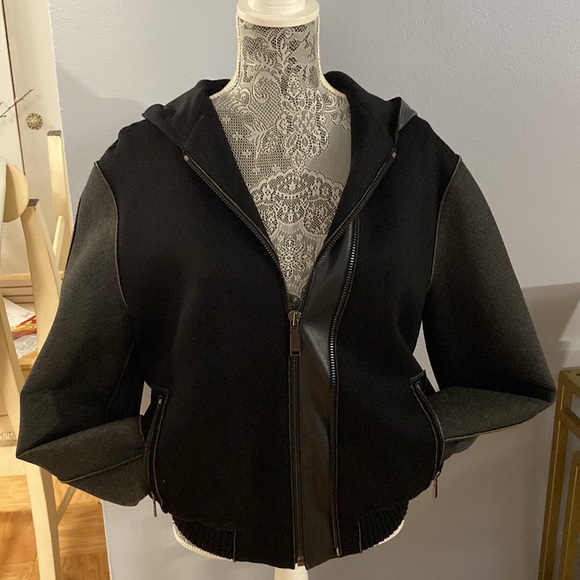 Elie Tahari Mixed Media Bomber Jacket - Picture 1 of 4